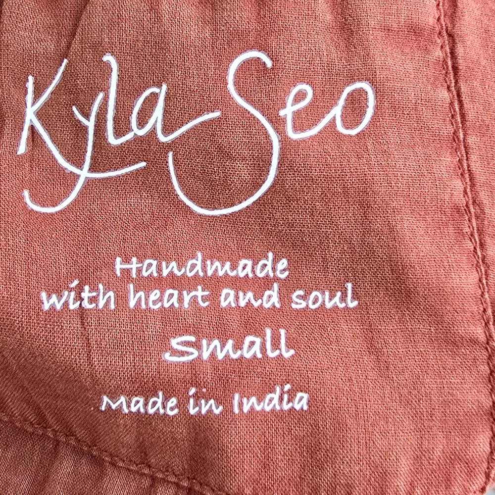 NWT Kyla Seo Caite Sz S Paloma Embroidered Cotton Blouse Top Terracota Boho - Picture 10 of 16